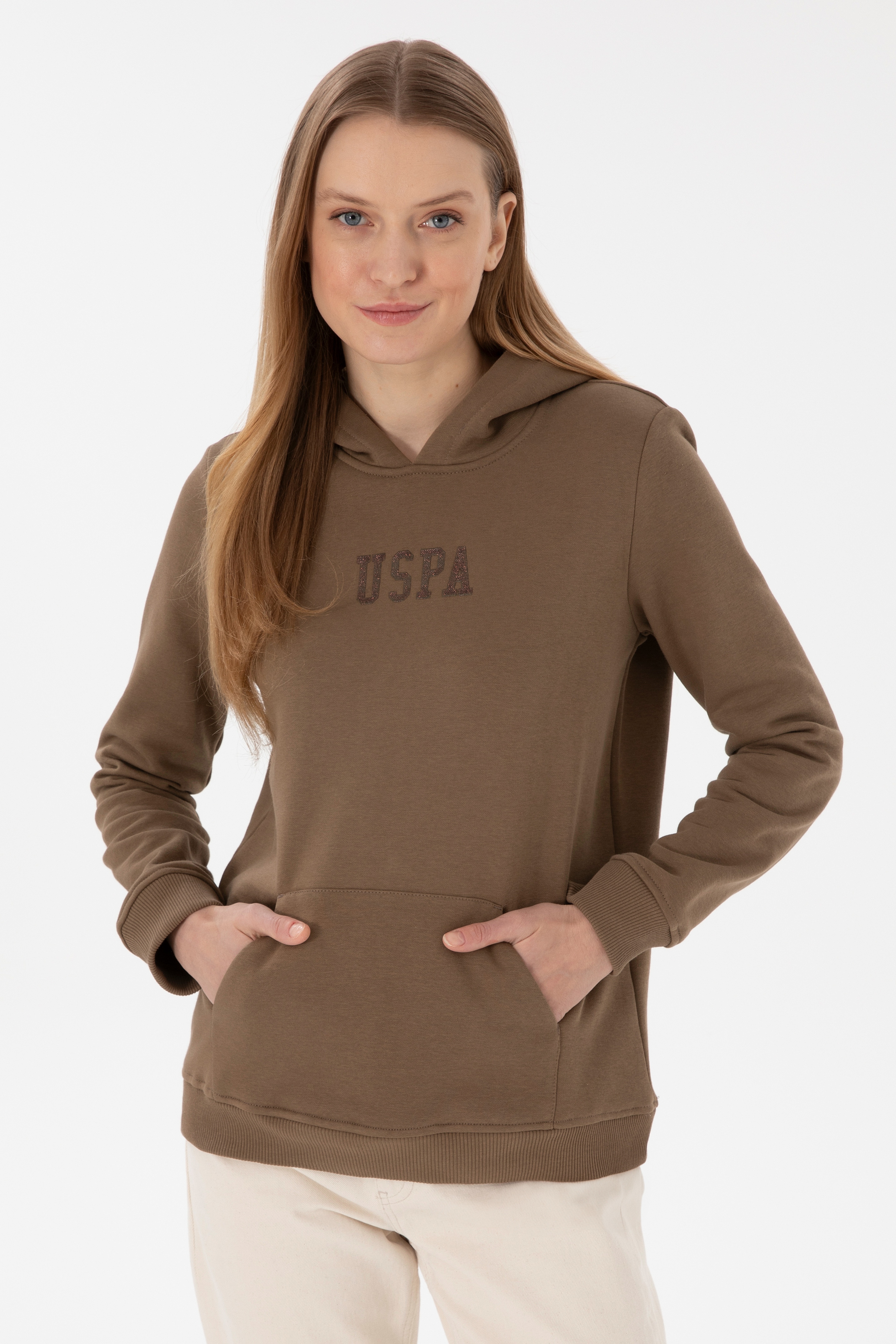 Kadın Haki Basic Sweatshirt - Image 1