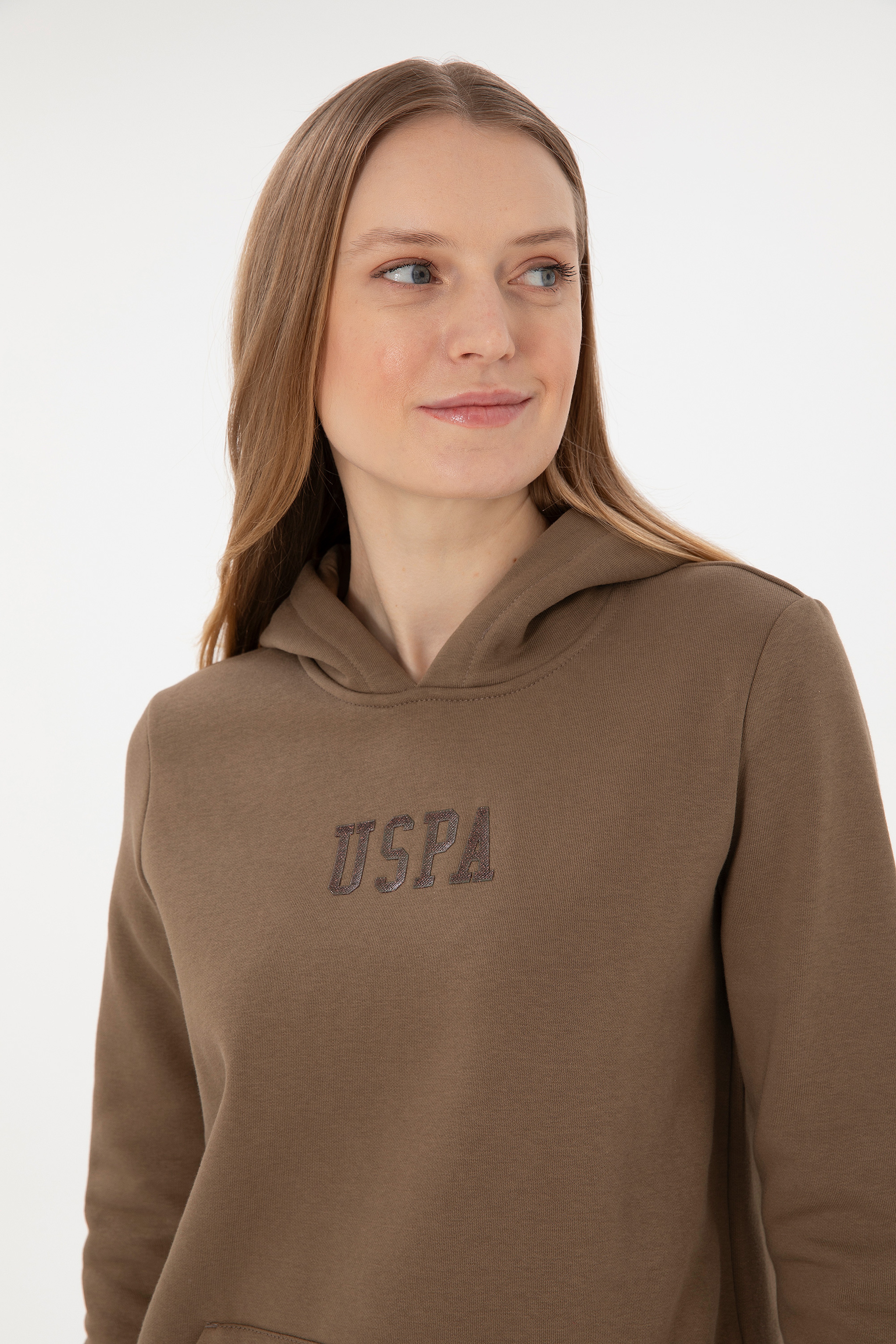 Kadın Haki Basic Sweatshirt - Image 2