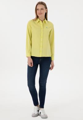 Kadın Fıstık Yeşili Uzun Kollu Basic Gömlek - 50288851142