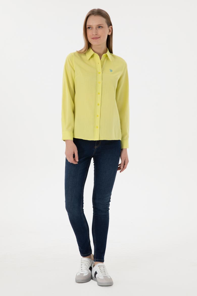 Kadın Fıstık Yeşili Uzun Kollu Basic Gömlek - 50288851142