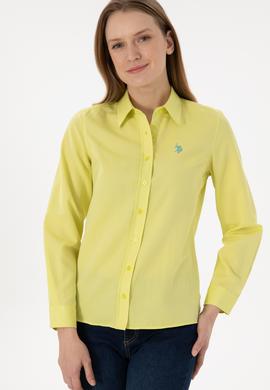 Kadın Fıstık Yeşili Uzun Kollu Basic Gömlek - 50288851142