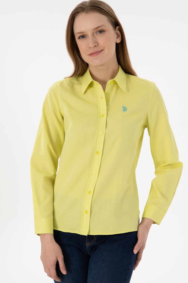 Kadın Fıstık Yeşili Uzun Kollu Basic Gömlek - 50288851142