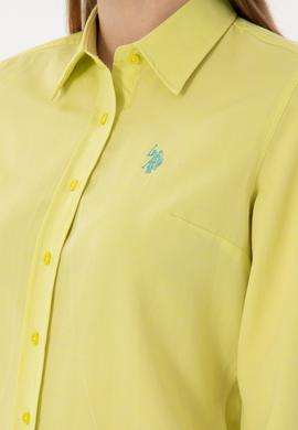 Kadın Fıstık Yeşili Uzun Kollu Basic Gömlek - 50288851142