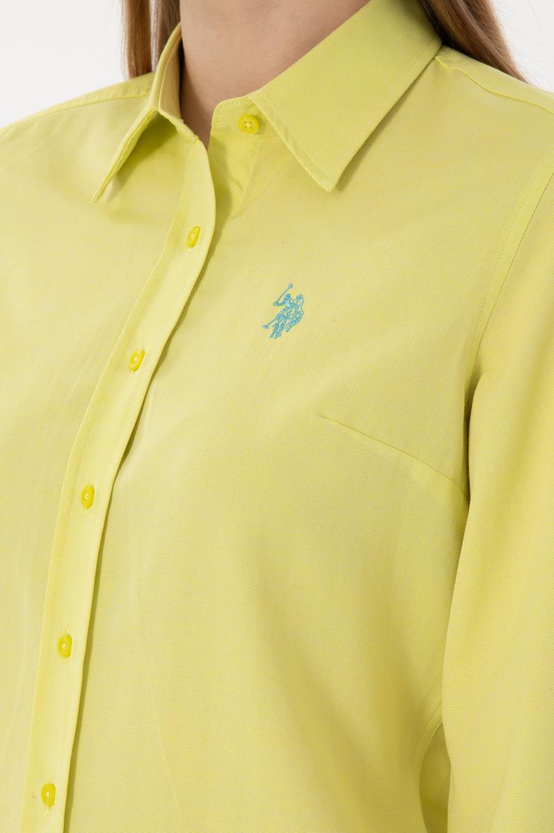 Kadın Fıstık Yeşili Uzun Kollu Basic Gömlek