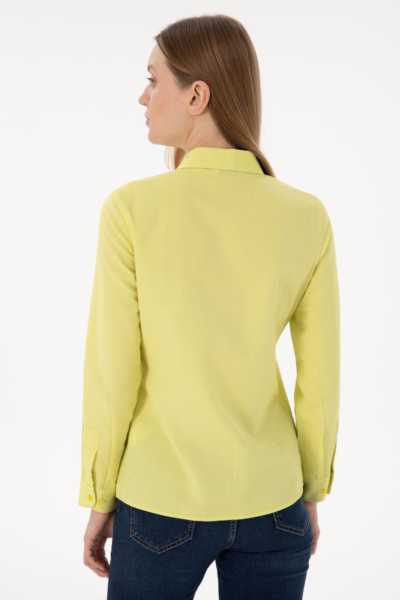 Kadın Fıstık Yeşili Uzun Kollu Basic Gömlek - 50288851142