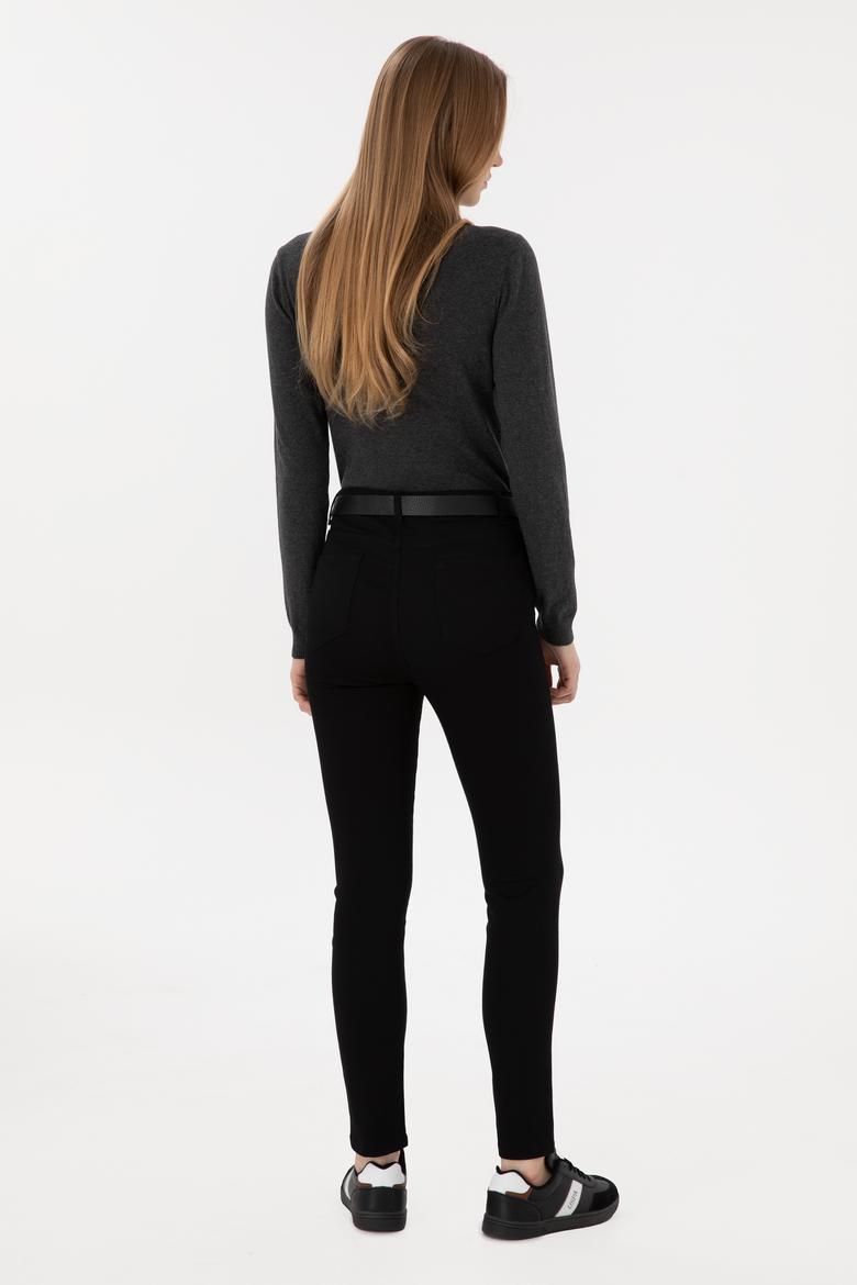 Kadın Siyah Toothpick Fit Kanvas Pantolon - 50298498010