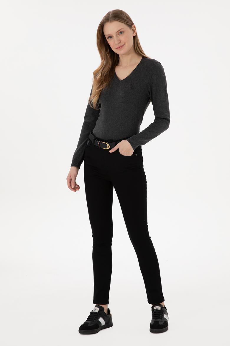 Kadın Siyah Toothpick Fit Kanvas Pantolon - 50298498010