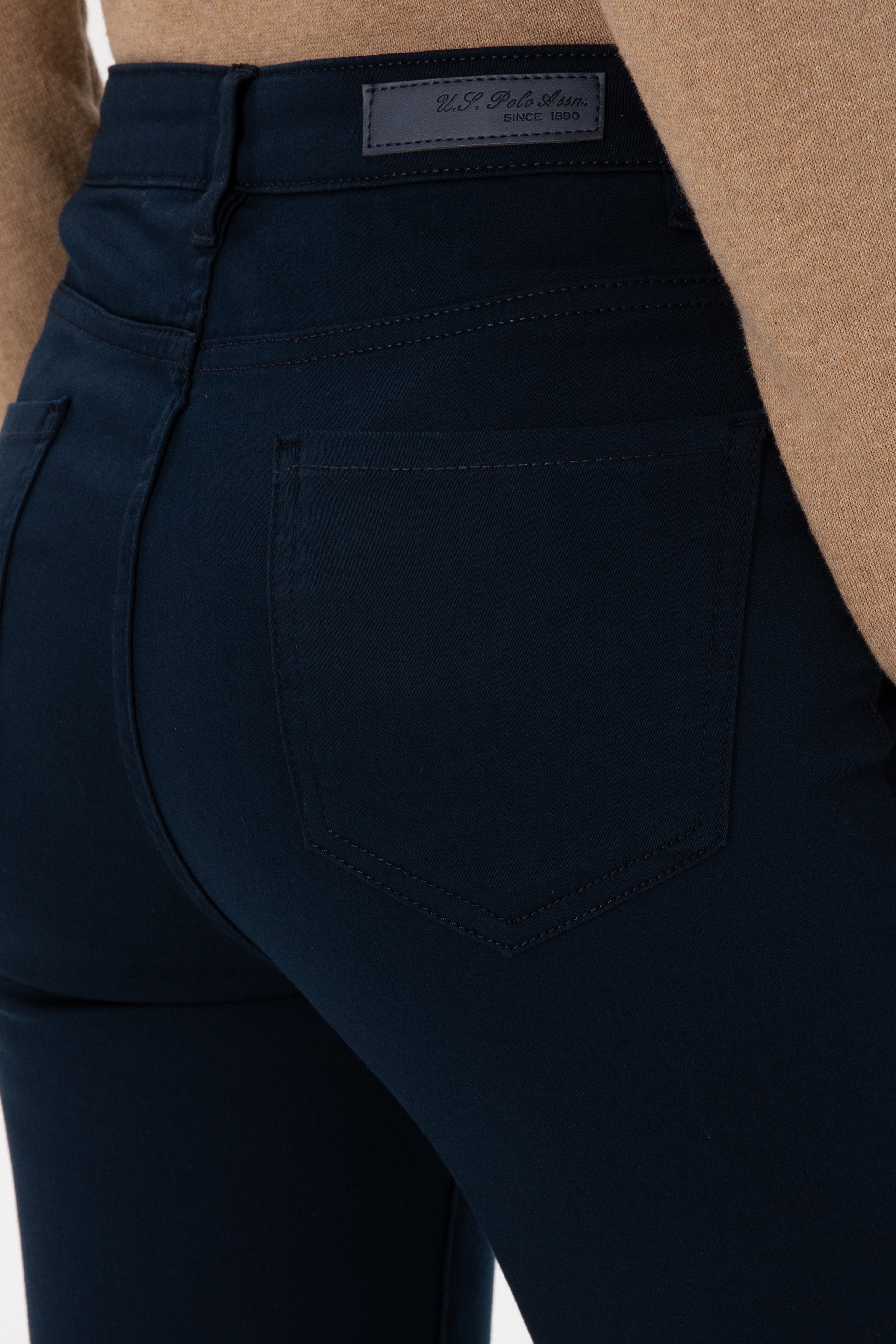 Kadın Lacivert Toothpick Fit Kanvas Pantolon - Image 6