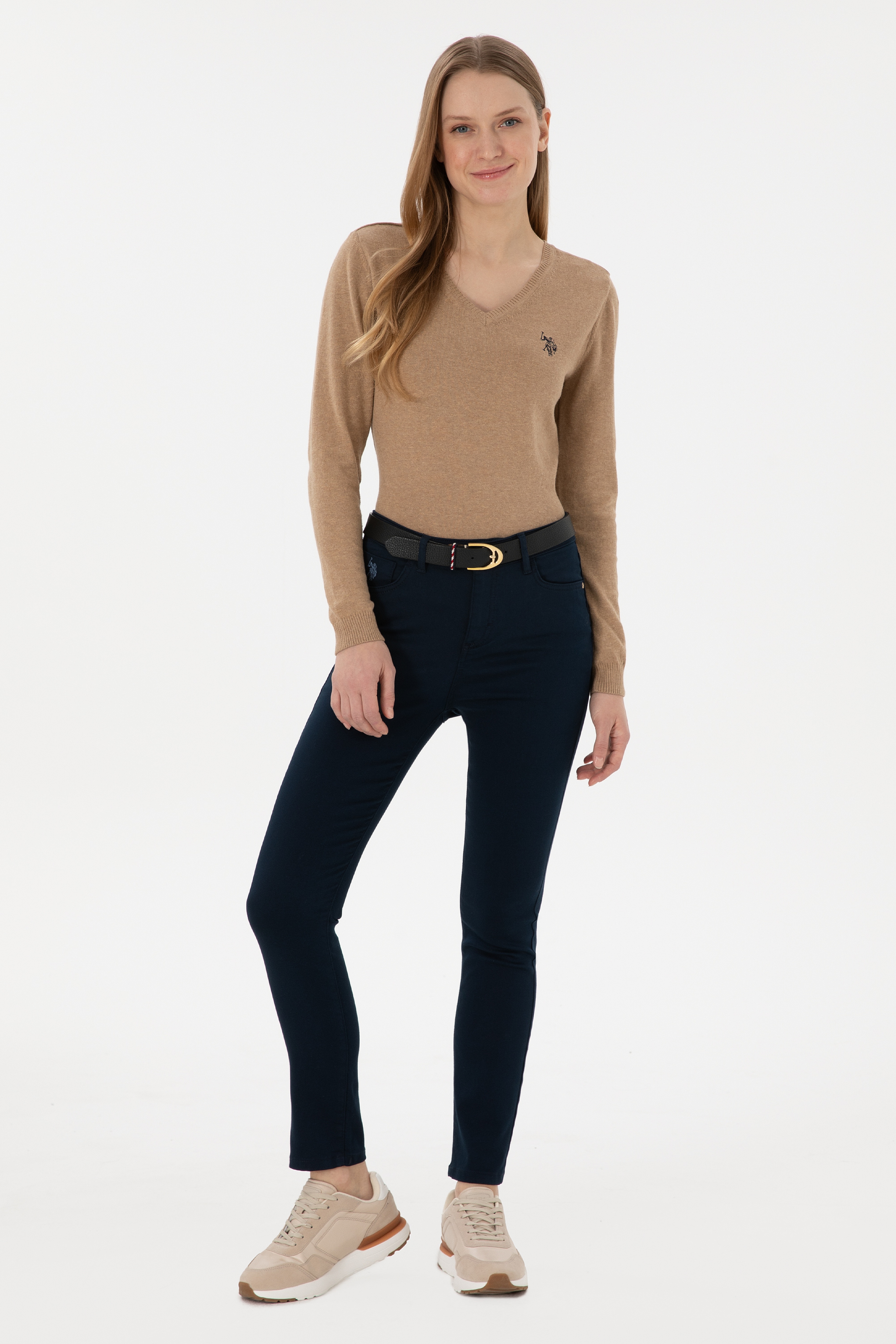 Kadın Lacivert Toothpick Fit Kanvas Pantolon - Image 1