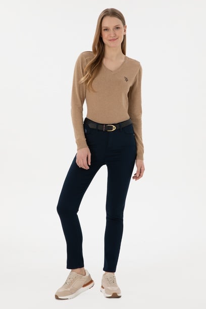 Kadın Lacivert Toothpick Fit Kanvas Pantolon