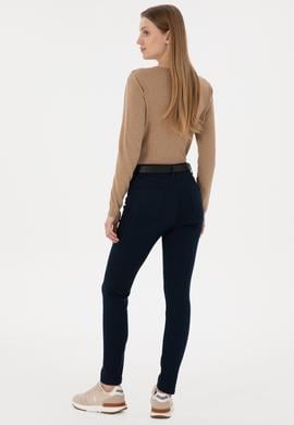Kadın Lacivert Toothpick Fit Kanvas Pantolon - 50298498002