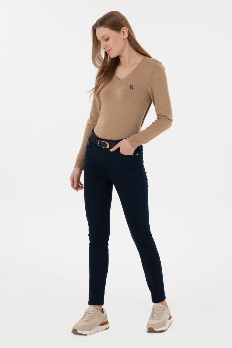 Kadın Lacivert Toothpick Fit Kanvas Pantolon - 50298498002