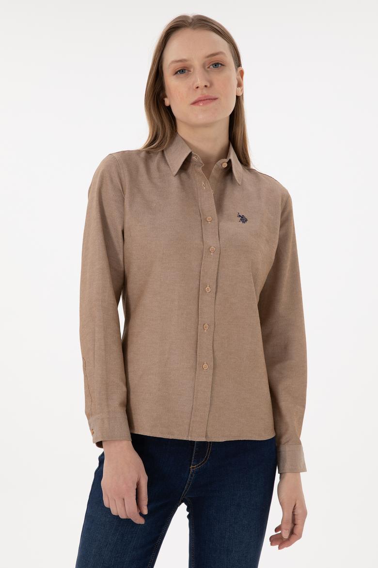 Kadın Camel Uzun Kollu Basic Gömlek
