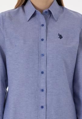 Kadın Saks Uzun Kollu Basic Gömlek - 50297002044