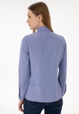 Kadın Saks Uzun Kollu Basic Gömlek - 50297002044