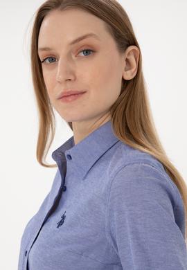 Kadın Saks Uzun Kollu Basic Gömlek - 50297002044