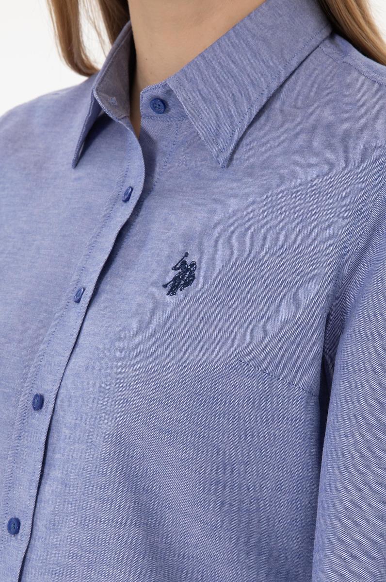 Kadın Saks Uzun Kollu Basic Gömlek