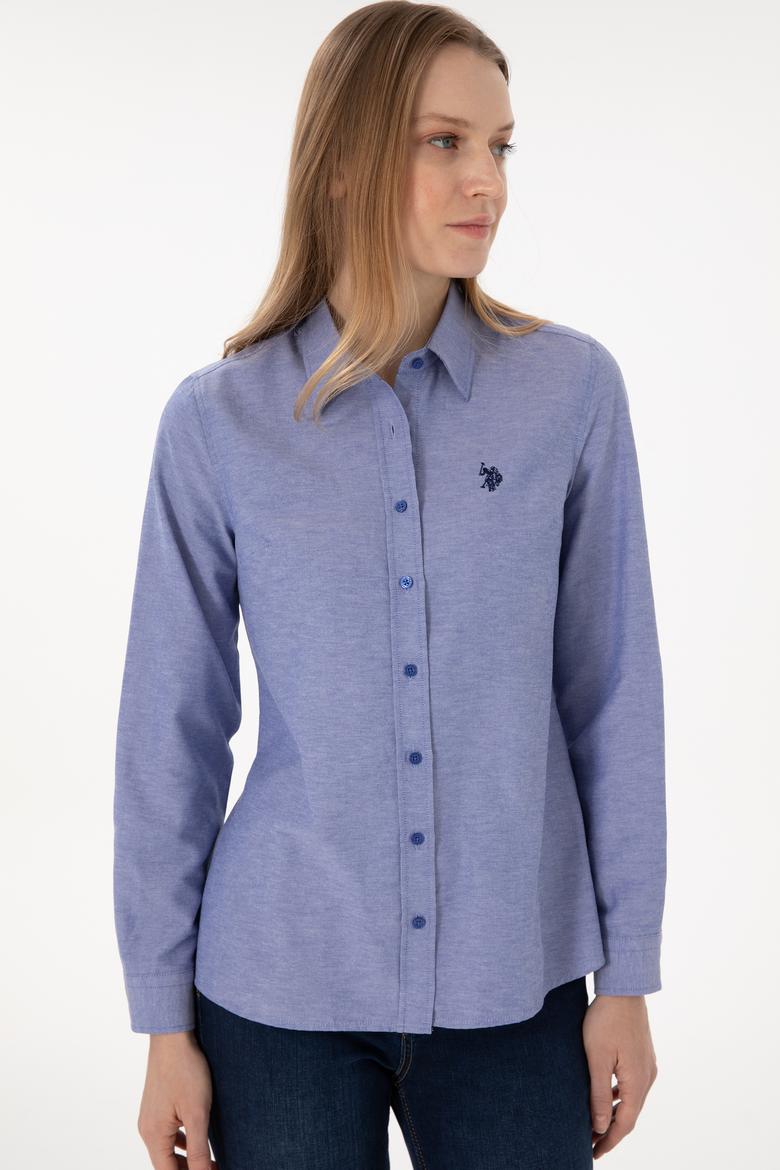 Kadın Saks Uzun Kollu Basic Gömlek - 50297002044