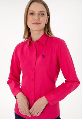 Kadın Fuşya Uzun Kollu Basic Gömlek - 50297002068