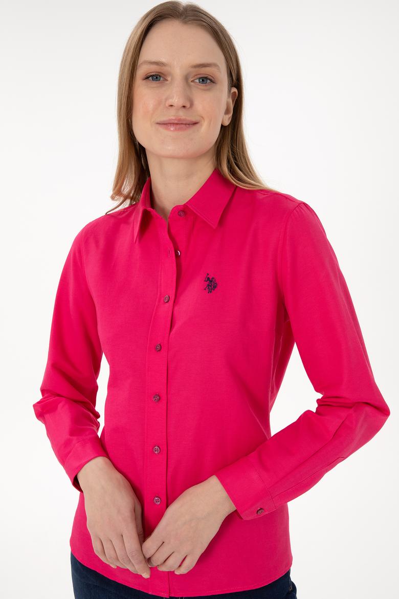 Kadın Fuşya Uzun Kollu Basic Gömlek - 50297002068