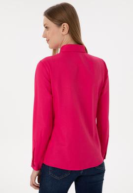 Kadın Fuşya Uzun Kollu Basic Gömlek - 50297002068