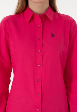 Kadın Fuşya Uzun Kollu Basic Gömlek - 50297002068