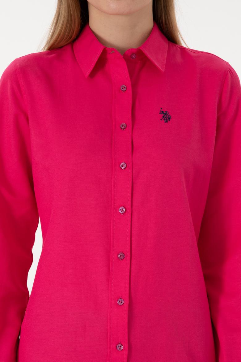 Kadın Fuşya Uzun Kollu Basic Gömlek - 50297002068