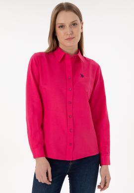Kadın Fuşya Uzun Kollu Basic Gömlek - 50297002068