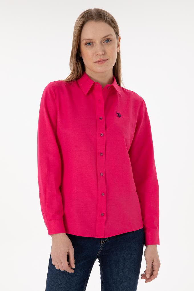 Kadın Fuşya Uzun Kollu Basic Gömlek