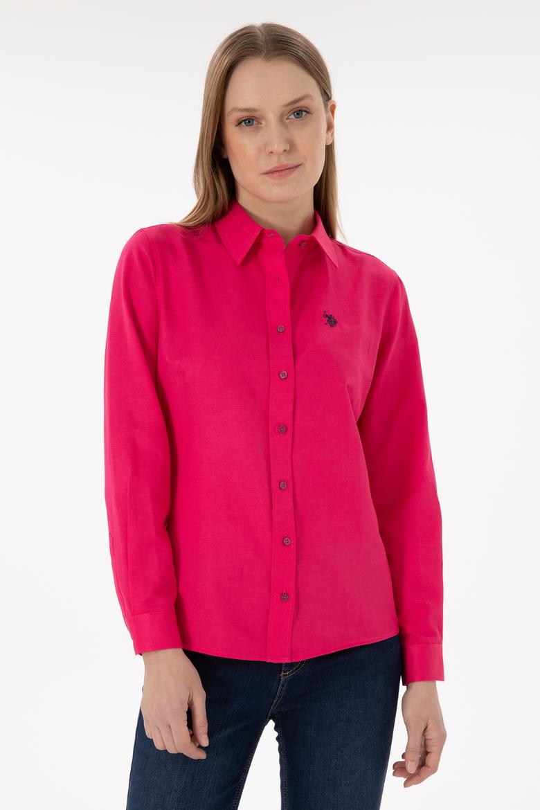 Kadın Fuşya Uzun Kollu Basic Gömlek