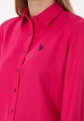 Kadın Fuşya Uzun Kollu Basic Gömlek - 50297002068