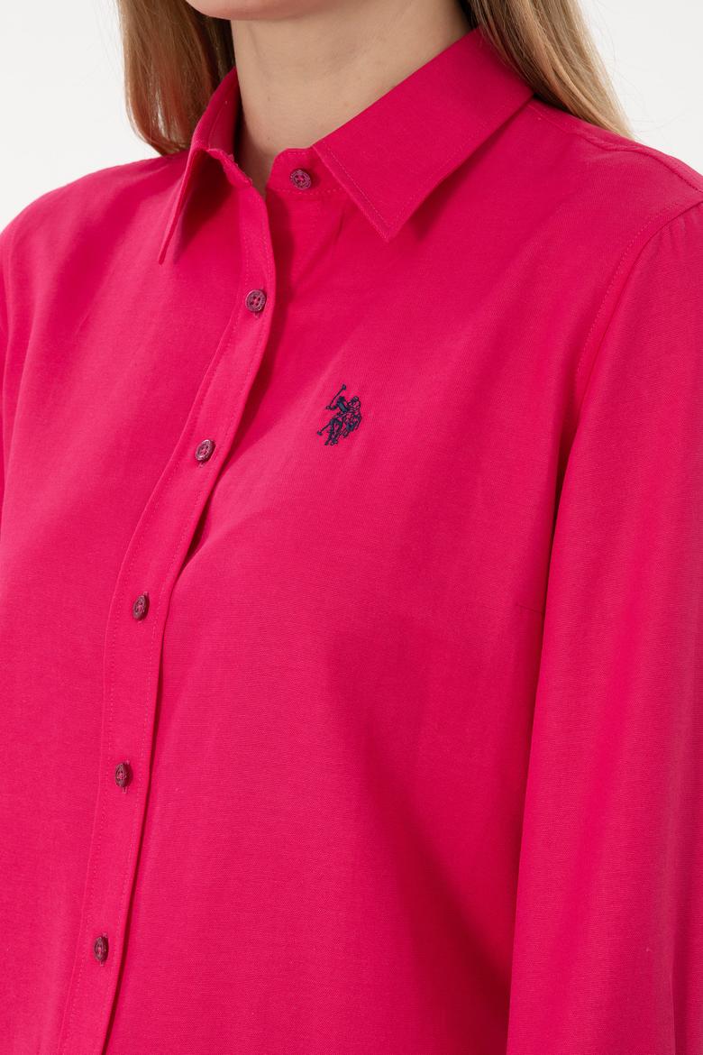 Kadın Fuşya Uzun Kollu Basic Gömlek - 50297002068