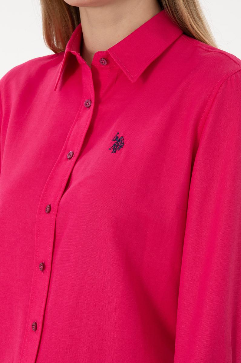 Kadın Fuşya Uzun Kollu Basic Gömlek