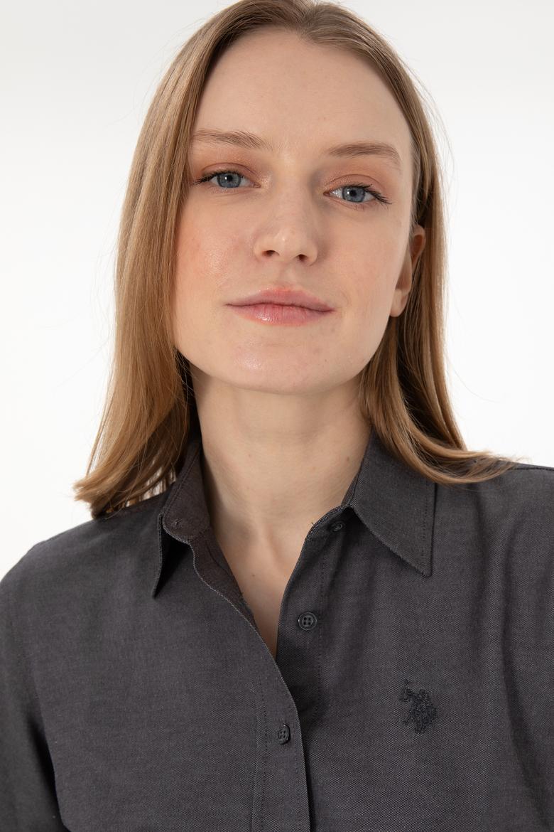 Kadın Antrasit Uzun Kollu Basic Gömlek - 50297002098