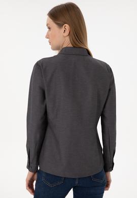 Kadın Antrasit Uzun Kollu Basic Gömlek - 50297002098