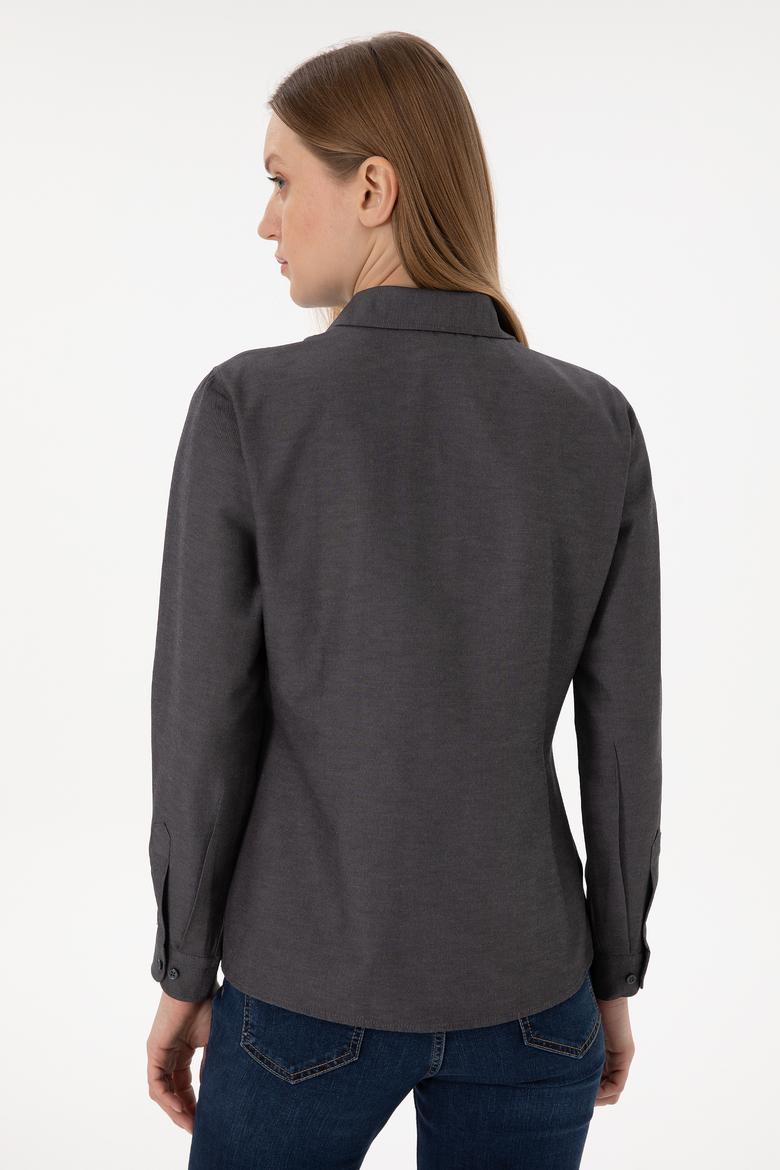 Kadın Antrasit Uzun Kollu Basic Gömlek - 50297002098