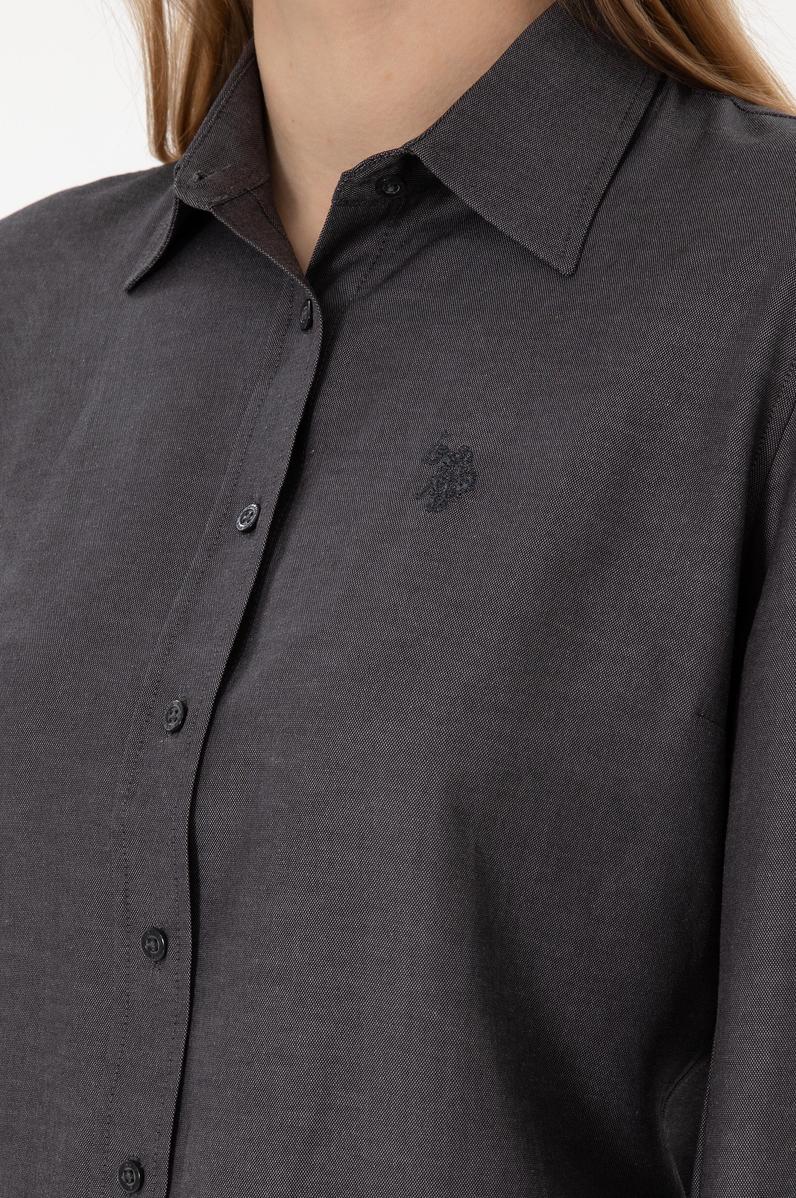 Kadın Antrasit Uzun Kollu Basic Gömlek