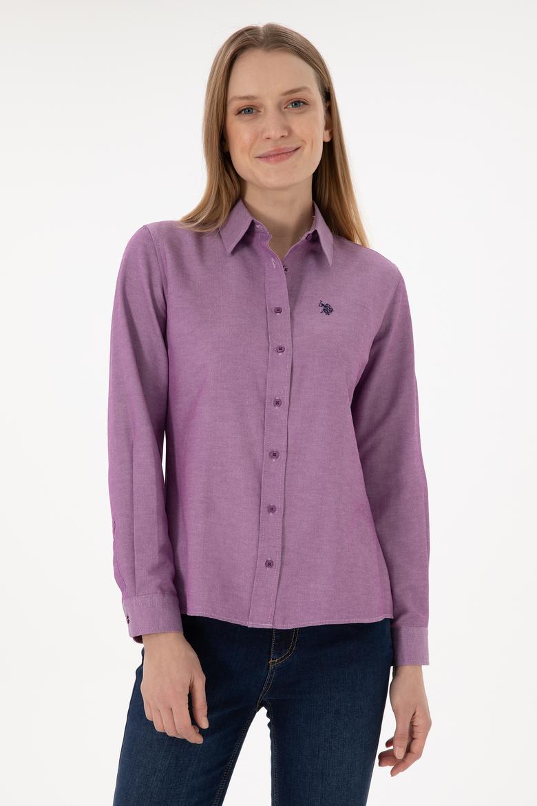Kadın Menekşe Uzun Kollu Basic Gömlek