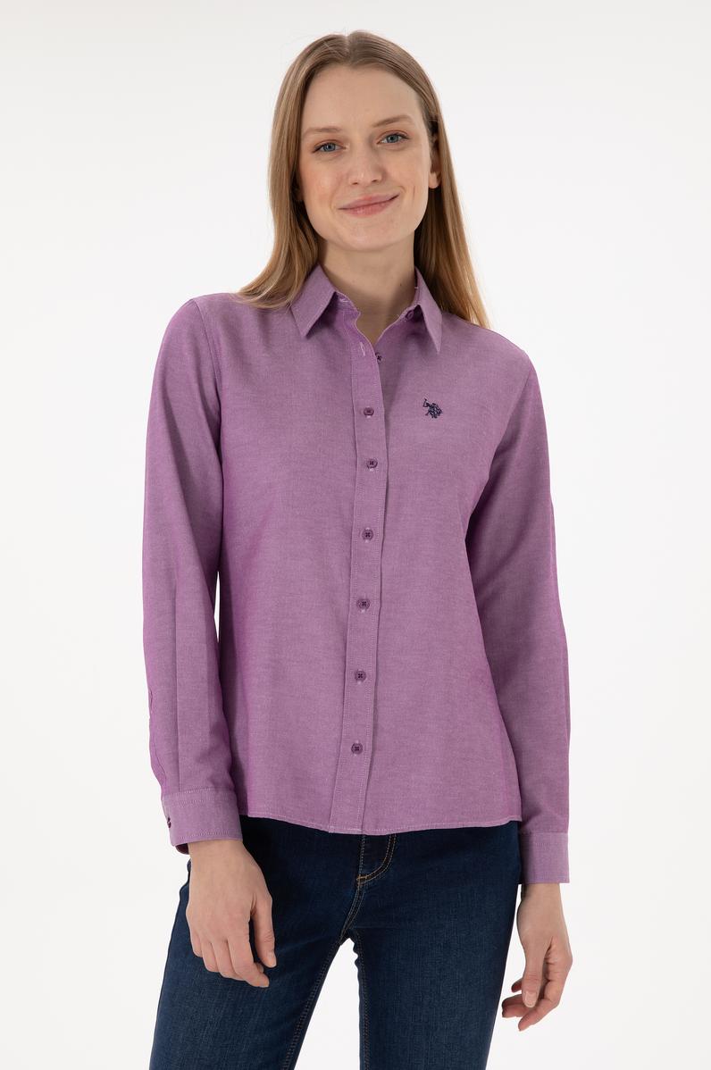 Kadın Menekşe Uzun Kollu Basic Gömlek