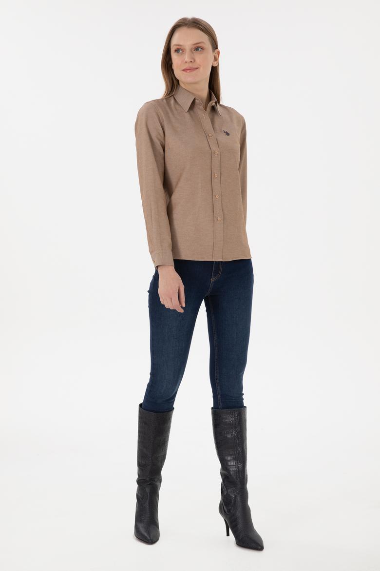 Kadın Camel Uzun Kollu Basic Gömlek - 50297002076