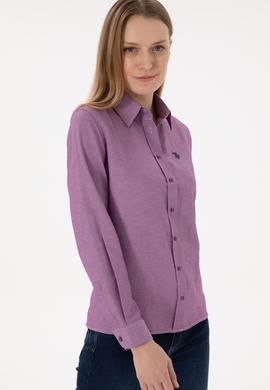 Kadın Menekşe Uzun Kollu Basic Gömlek - 50297002082