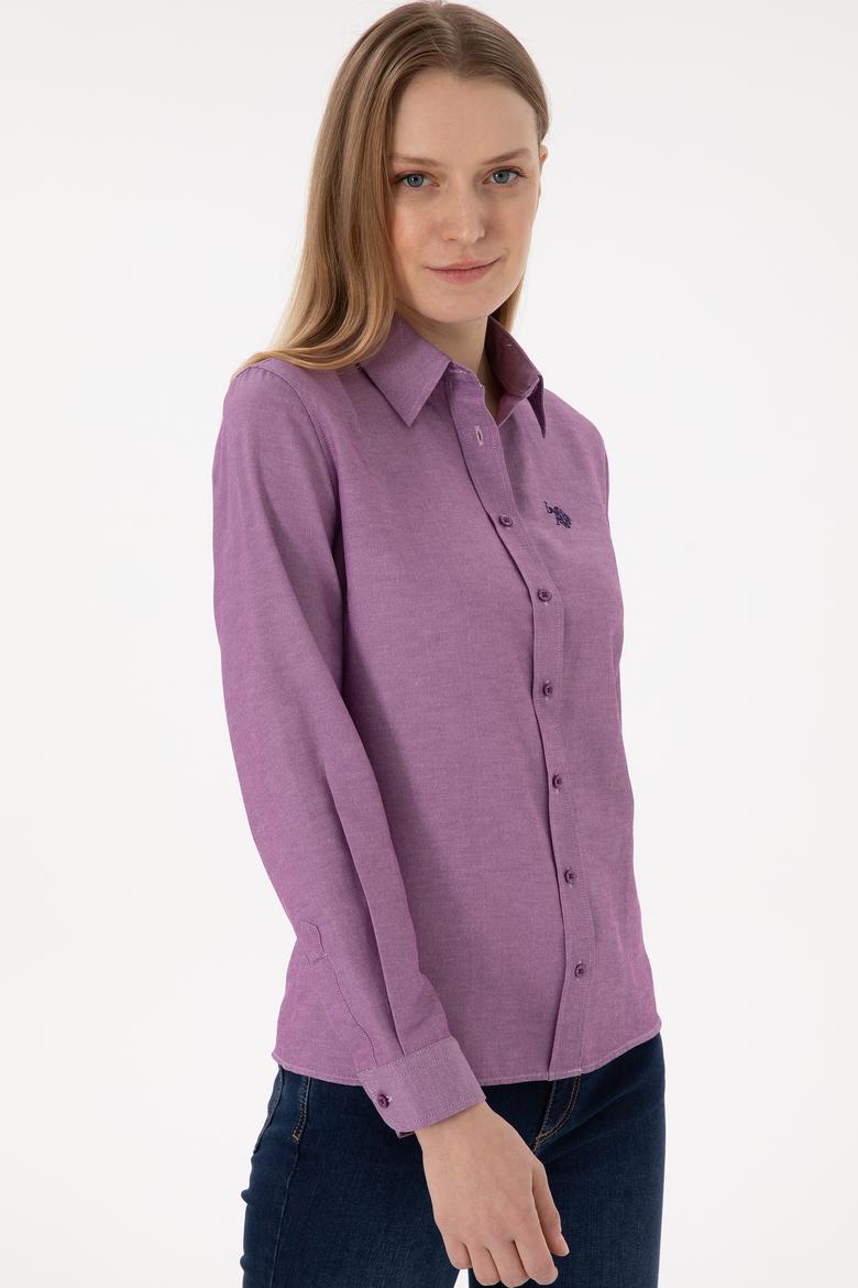 Kadın Menekşe Uzun Kollu Basic Gömlek - 50297002082