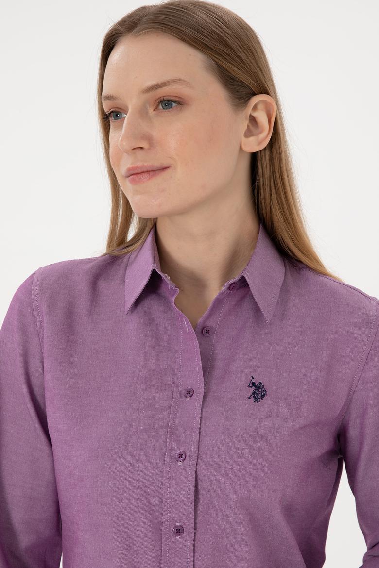 Kadın Menekşe Uzun Kollu Basic Gömlek - 50297002082