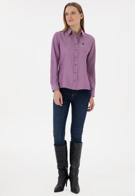 Kadın Menekşe Uzun Kollu Basic Gömlek - 50297002082