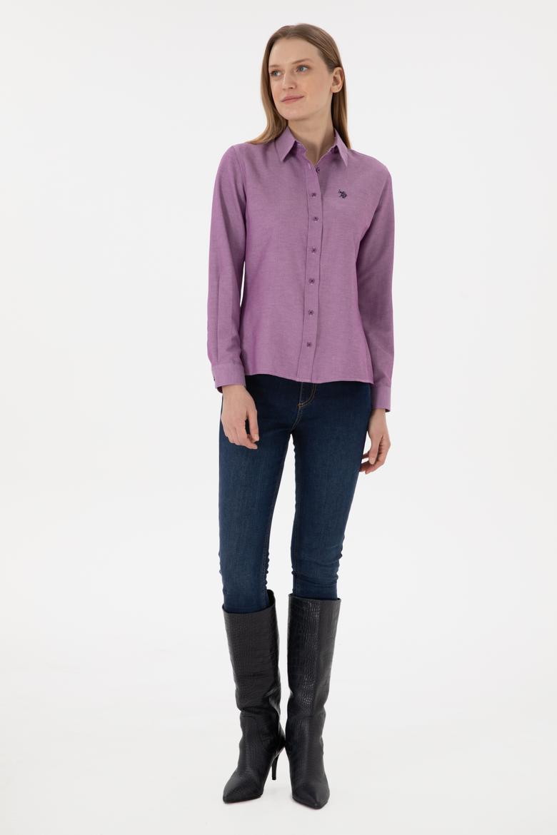 Kadın Menekşe Uzun Kollu Basic Gömlek - 50297002082