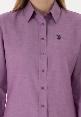 Kadın Menekşe Uzun Kollu Basic Gömlek - 50297002082