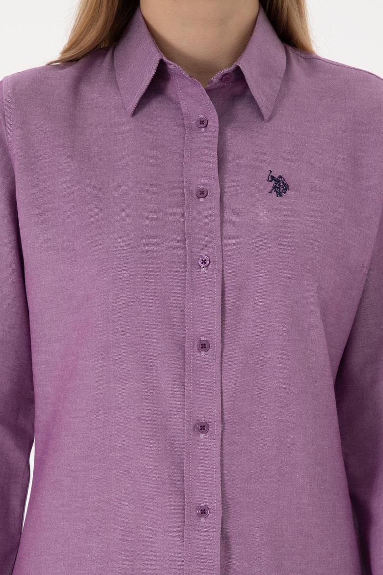 Kadın Menekşe Uzun Kollu Basic Gömlek - 50297002082