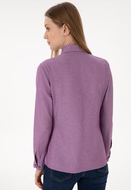 Kadın Menekşe Uzun Kollu Basic Gömlek - 50297002082