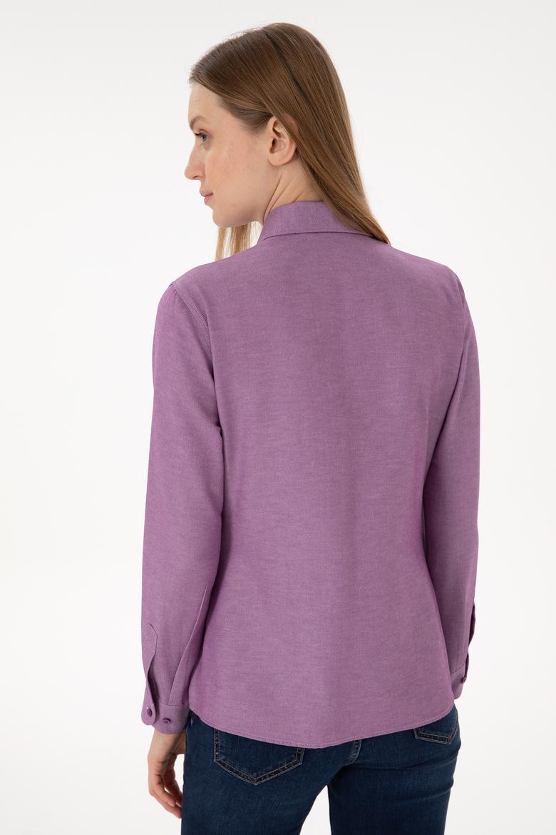 Kadın Menekşe Uzun Kollu Basic Gömlek - 50297002082