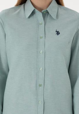 Kadın Su Yeşili Uzun Kollu Basic Gömlek - 50297002140